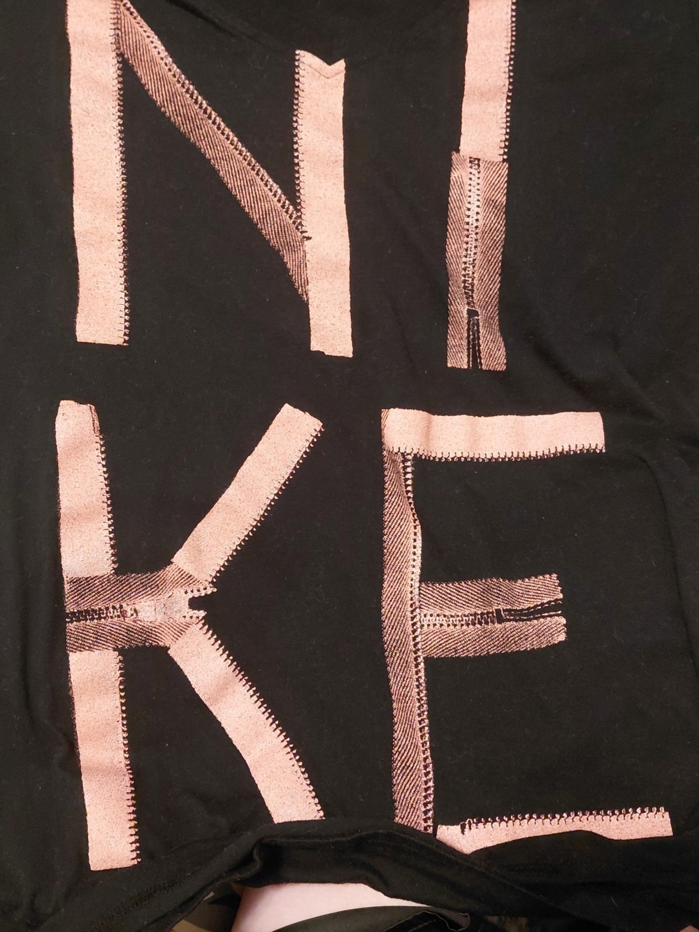 Nike Black Short-Sleeve Tee with Pink Lettering